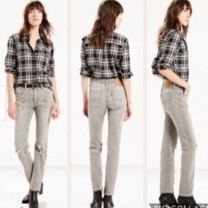 Levi's 505c Slim Fit Straight Leg Gray Distressed Jeans